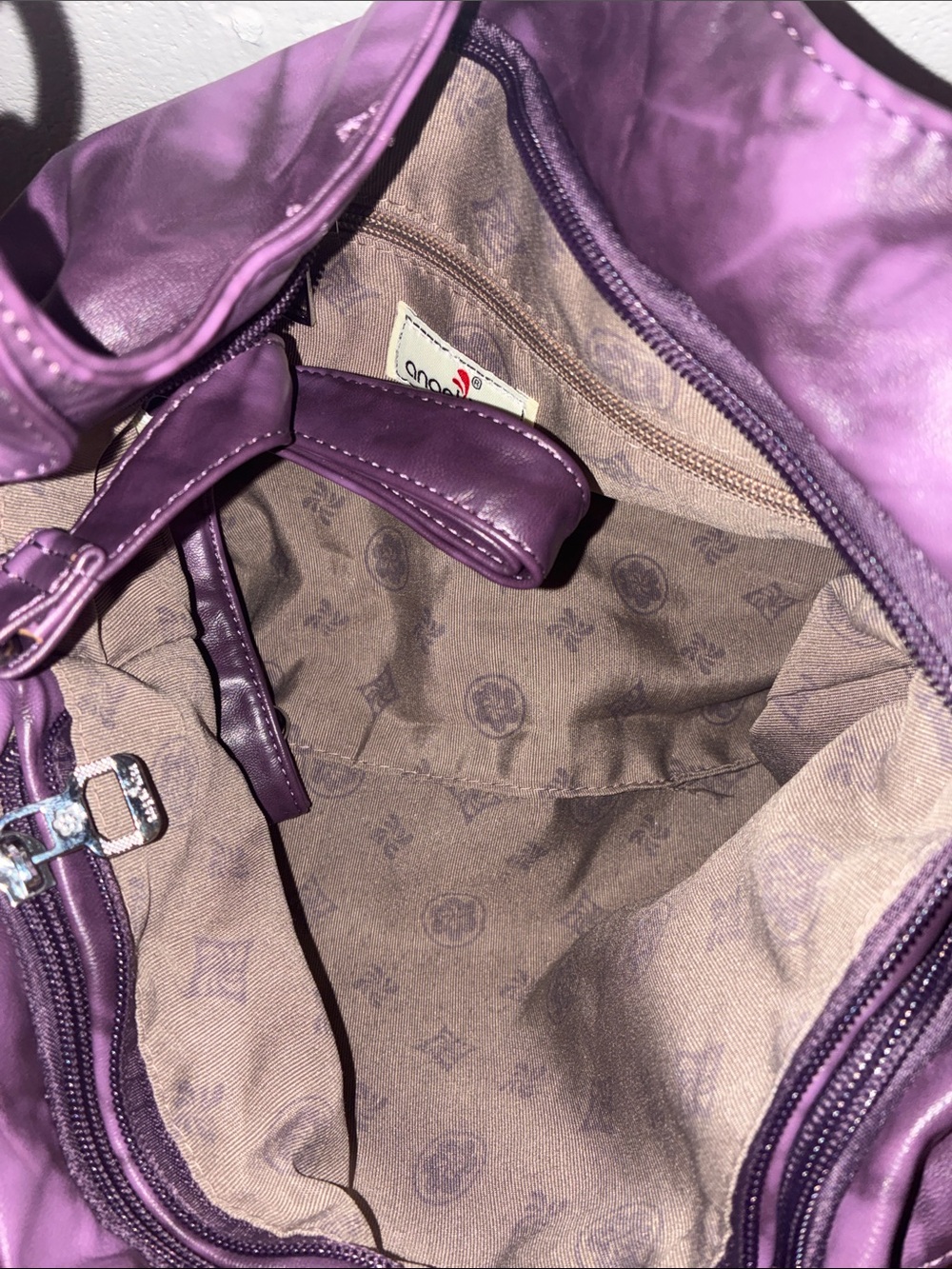 Angel Kiss Purple Leather Multi-Zip Shoulder Bag - Picture 4 of 5